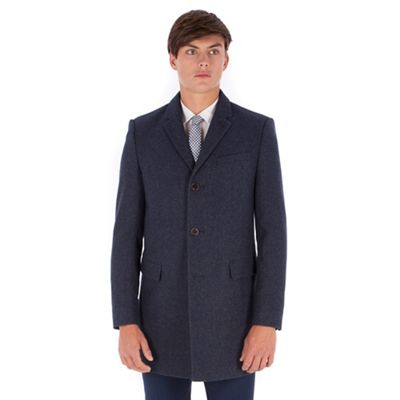 Blue donegal 3 button slim fit overcoat